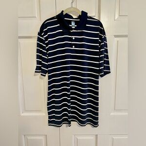PGA Tour Men’s Golf Polo Shirt Navy Blue Striped Short Sleeve XL